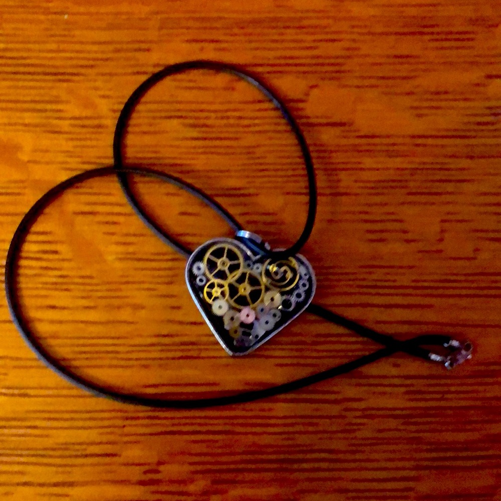 Steam punk, artisan, unique heart shape necklace